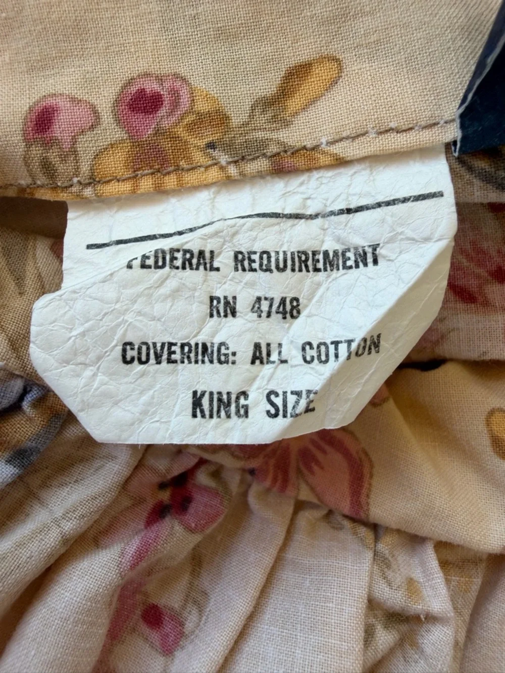 VTG Ralph Lauren Astor 3-Piece Ruffled Duvet Set Tan Pink Floral King Size FLAWS